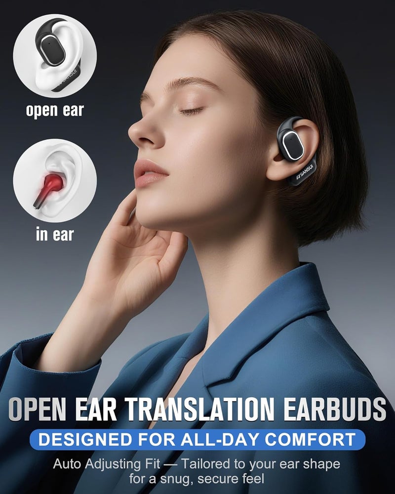 Sansui AI Translation Earbuds Real Time,6-in-1 Bluetooth 6.0 Language Translator Earbuds,Audifonos Traductores Inglés Español,Translating Device,Translate Ear Buds with Charging Cradle(Matte Black) - Image 4